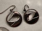 Rare Sterling Silver Cut Out Goose Bird Round Laurel Burch Earrings Modernist