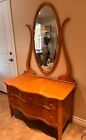 Antique American Birdseye Maple Vanity Dresser with Mirror C.1900
