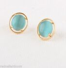 Auth New KATE SPADE New York Cat's Eye Open Rim Studs Turquoise & Gold Earrings