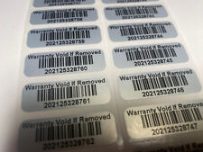 100 Warranty Void BAR-CODE Hologram Security Label Stickers Tamper Evident Seal