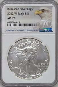 2022 W Burnished Silver Eagle S$1 NGC MS70
