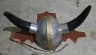 Viking  Metal  Helmet With Horns  Steel Costume  Head 6 1/2