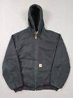 Vintage Carhartt Hooded J131 BLK Jacket Sz M Duck Canvas Thermal Lined USA Made