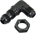 6AN 8AN 10 AN Male to Male 90 Degree Bulkhead Adapter Fitting with Nut Black