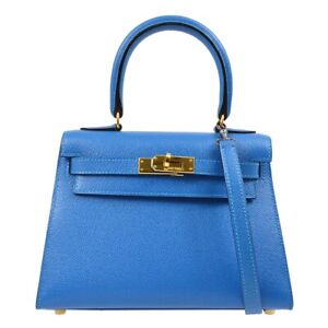 Hermes Blue Courchevel Kelly 20 Sellier 2way Handbag □G N 171593