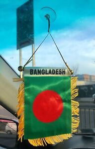 Bangladesh 🇧🇩 4 X 6” MINI BANNER FLAG CAR WINDOW MIRROR HANGING W Suction New