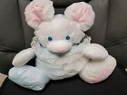 Fisher Price Puffalump Mouse Plush White Pink Blue Rattle Lovey 1988