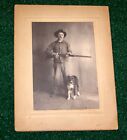 Cabinet Card Photo Hunter Armed Winchester Rifle Dog Cowboy Hat