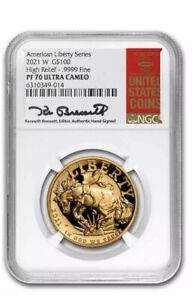 2021 High Relief American Liberty $100 Gold 1 Oz NGC PF70 (Bressett Signed) Rare