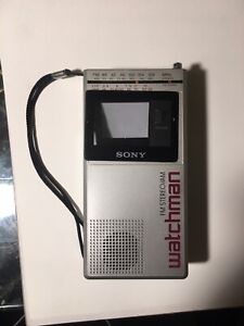 Sony Watchman AM / FM Stereo 1984 FD-30A B/W Portable TV Case Untested