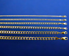 14K Yellow Gold 2mm-7mm Pave Curb Cuban Chain Link Bracelet All Sizes Men Women