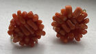 New Old Inventory Natural Red Coral Earrings Screw Back