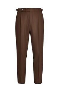 New $895 Stile Latino -V. Attolini flannel trousers EU 50 US 40 wool brown