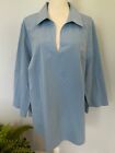 LAFAYETTE 148 NEW YORK Womens Size 2XL Blue Collar V-Neck Pullover Tunic Top NEW