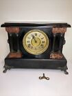 Antique 1904 Sessions Skeleton 4 Pillar Mantle Clock Working Great! 15”x11”x6”