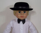 Black Bowler-Derby HAT  w/Band Doll Clothes For 18” American Girl & Boy (Deb*)