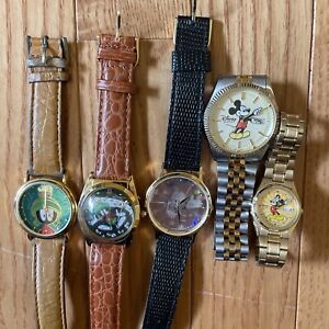 5 Cartoon Characters Watches Lot Need Batteries