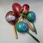 Vintage Lot of 5 Hand Painted Carved Maracas Gourd Shaker Mexico Bahamas Music