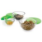 LIBBEY 3-PIECE GLASS BAKING MIXING BOWL SET NESTING BOWLS WITH 3 PLASTIC LIDS