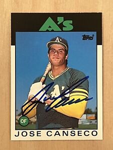 1986 Topps Traded Jose Canseco Autographed Rookie Card