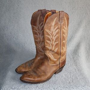 Nocona Boots Mens Size 9 D Brown Leather Cowboy Western Ranch Embroidered