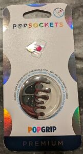 PopSockets Phone Grip Stand Chrome Drip Silver POPGRIP Popsocket Swappable Top