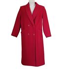 Herma Kay 10 Red Vintage Double Breasted Trench Coat Pockets 80s Wool Blend