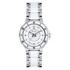 Bulova Women's 98P124 Dress White Diamond Markers Ceramic Stainless Steel Watch