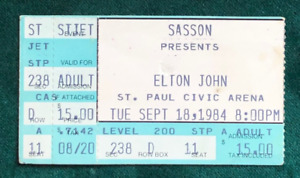 Elton John, 9/18/1984 ticket stub, St. Paul Civic Arena, St. Paul, MN