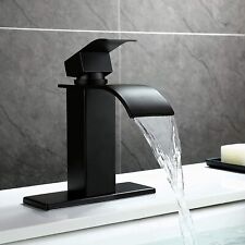 Single Handle Bathroom Vanity Sink Lavatory Faucet with Deck Plate Matte Black