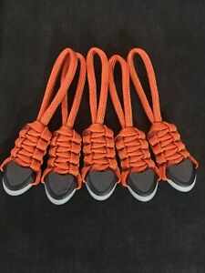 (5) Paracord Zipper Pulls - Back Packs. Gear Bags. Hiking Bugout Bags - Orange