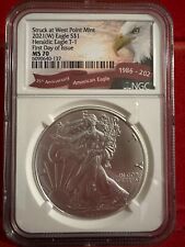 2021- NGC MS70 AMERICAN SILVER EAGLE HERALDIC T-1 FIRST DAY OF ISSUE