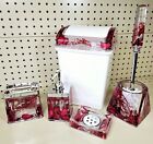 3D Floating Bathroom Accessories Set 5 Piece Acrylic Floating Red Rose Pedal