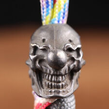 Clown Brass Knife Skull Beads Necklace Pendant EDC Lanyard Outdoor Bead