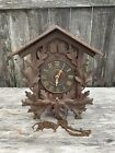 New Listinggerman black forest carved cuckoo / quail bird clock, parts/project, signe mech.