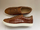 SANTONI brown leather sneakers/shoes/size 9US-42EU/crocodile look /made in Italy