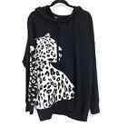Torrid Sweater Women's Plus Size 2X Pullover Leopard Hooded Black White