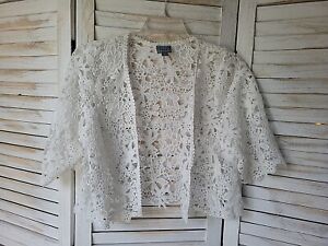 Rabbit Design Women’s Crochet Crop Top Open Front Cardigan Size XL