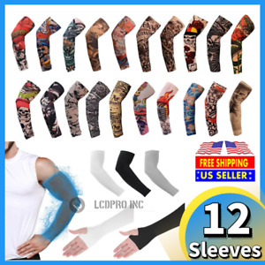 6 Pairs Cooling Arm Sleeves Outdoor Sport UV Sun Protection Arm Cover Tattoo Art