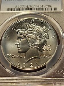New Listing2021 Peace Silver Dollar, PCGS MS 70, 100th anniversary     invrd    rd01