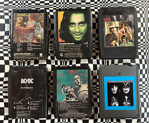 Rock 8 Track Tape Lot of 6 GUEEN KISS SEGER AC/DC TRAFFIC ALICE COOPER