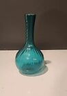 Teal Art Glass Vase Optic Swirl 8.50
