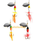 Lot 4 Fishing Lure Feather Hooks Spoon Spinners Baits Tackle Trout Salmon Surf