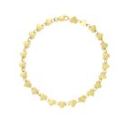 Heart Mirrored Chain Link Bracelet Real 14K Yellow Gold 7