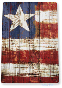 American Flag USA Rustic Patriotic Art Metal Decor Tin Sign B549