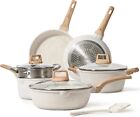 CAROTE 10 Pcs Pots and Pans Set, Nonstick Granite Induction Kitchen Cookware Set