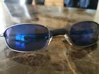 Oakley Vintage Sunglasses Square Wire 2.0 Pewter Ice Frames Blue Mirror Lenses