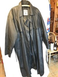 mens long black leather trench coat