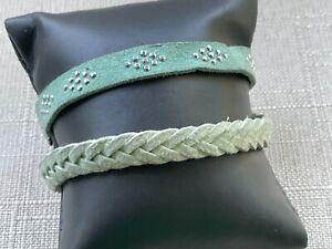 Bracelet Leather Wrist Band Lot of 2 Bands Fashion Jewelry Braided Leather