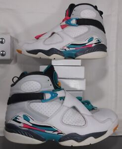 Nike Air Jordan 8 VIII South Beach, 305381-113, White Teal Pink, Men's Size 10
